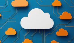 Cloud computing enables network deployment. Cloud computing concept with orange accents