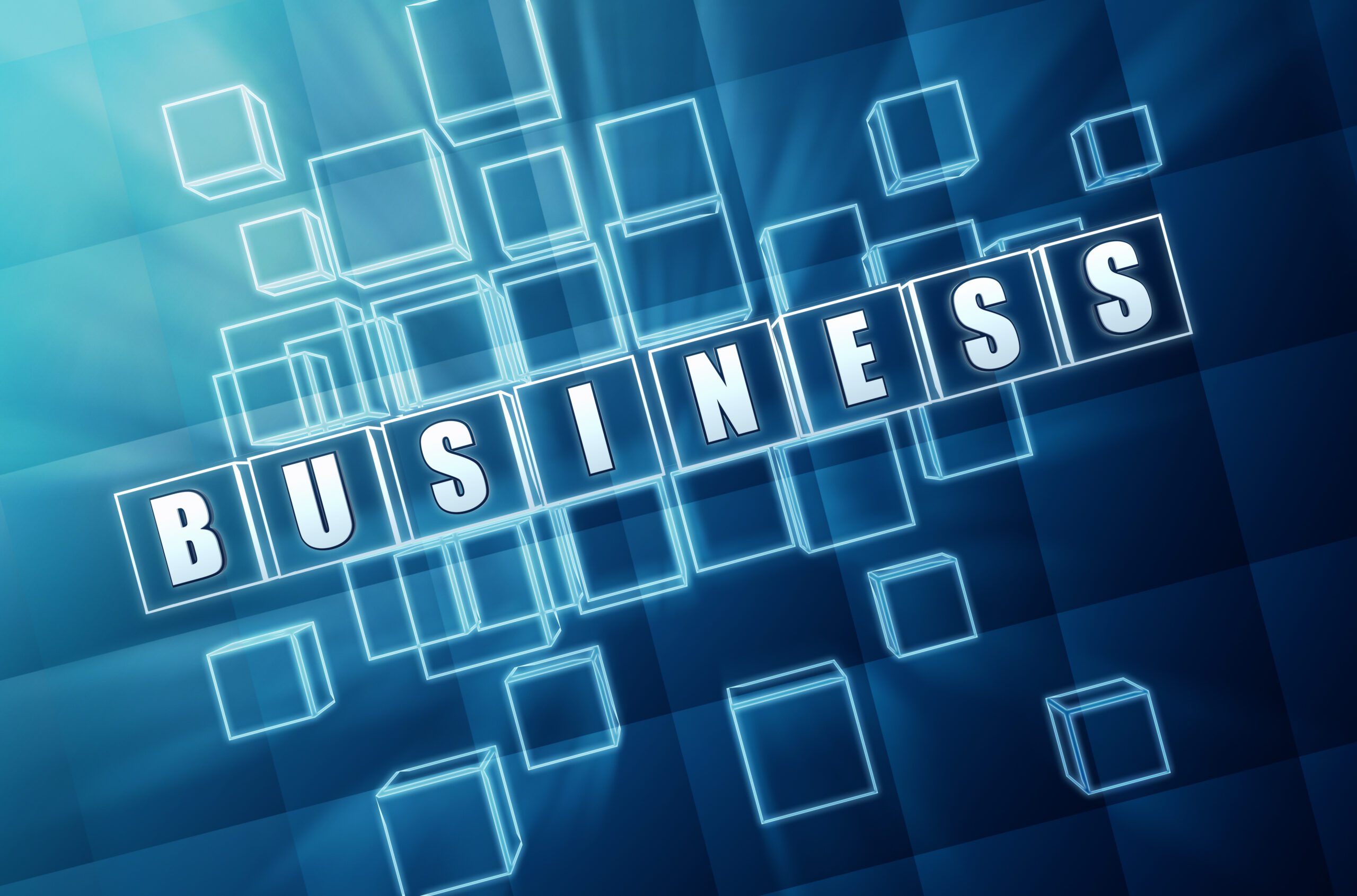 blue business in glass blocks