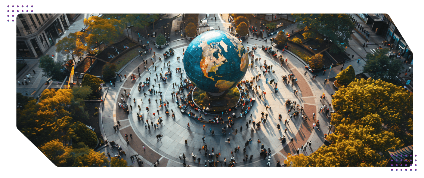 a globe sculpture representing government and public sector digital transformation and citizen engagement.