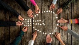 Teamwork and cooperation concept