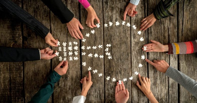 Teamwork and cooperation concept