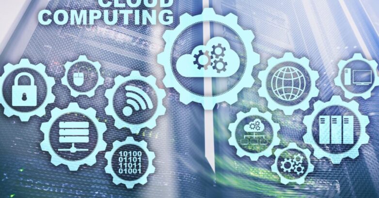 Cloud Computing, Technology Connectivity Concept on server room background