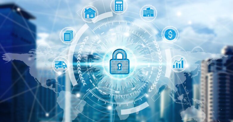 padlock icon technology with virtual screen icons padlock icon technology with virtual screen icons