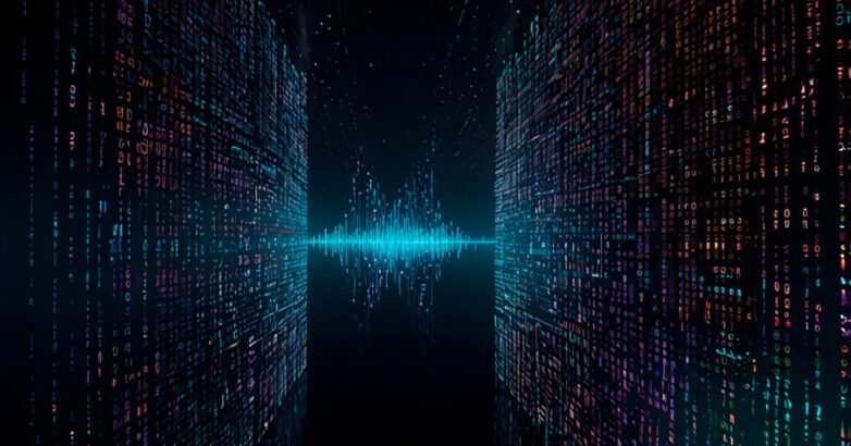 AI, complex computer network of interconnected nodes with data lines flowing between theml Take a BYTE Out of Data