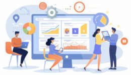 Business Team Analyzing Data on Computer Screen.