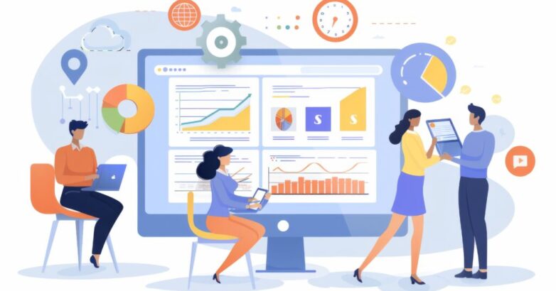 Business Team Analyzing Data on Computer Screen.