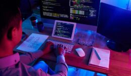 Hard-Working Programmer Writing Code