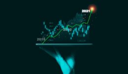 Stock market investment concept, businessman hand holding tablet and showing technical investment chart graph.