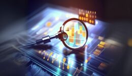 abstraction of a magnifying glass on a technological board