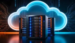 Big data center technology warehouse with servers information digitalization Starts. SAAS, Cloud Computing, Web Service.