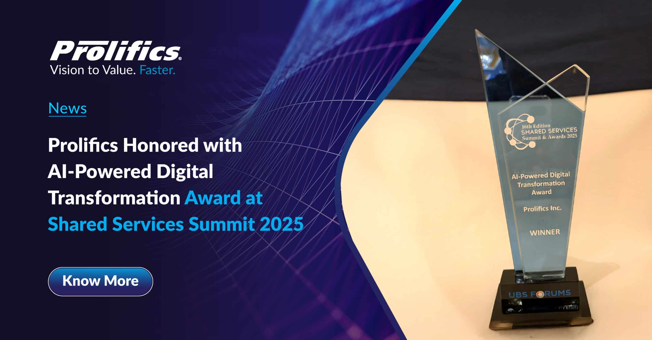 Prolifics Honored with AI-Powered Digital Transformation Award at Shared Services Summit 2025