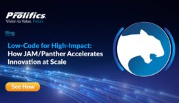 Business professionals collaborating on low-code innovation using the JAMPanther platform for legacy modernization