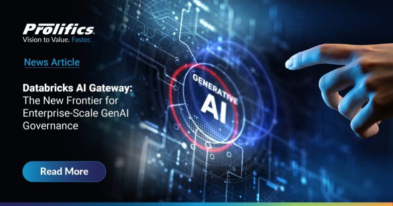 Enterprise AI workflow graphic featuring Databricks AI Gateway for scalable model management.