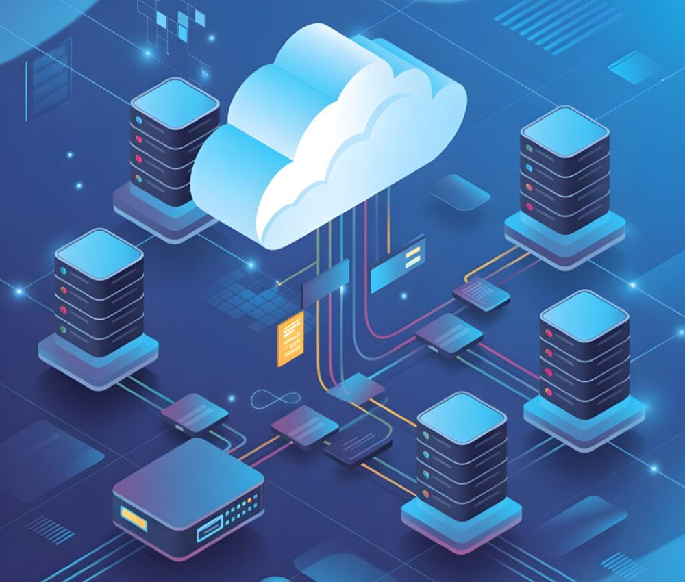 Abstract Blue Cloud Storage Concept for Digital Infrastructure and Hosting