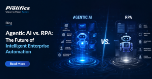 Prolifics blog banner comparing Agentic AI vs RPA highlighting key differences — goal orientation and adaptive learning in Agentic AI versus rule-based structured workflows in RPA Prolifics blog banner comparing Agentic AI vs RPA highlighting key differences — goal orientation and adaptive learning in Agentic AI versus rule-based structured workflows in RPA