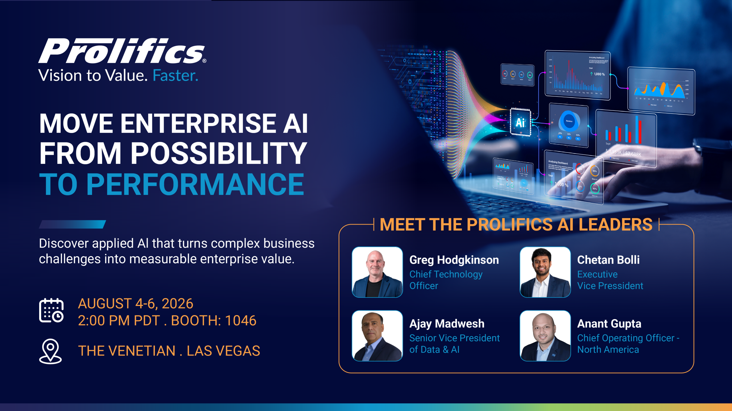 Prolifics at Ai4 2026 enterprise AI conference, August 4-6, The Venetian Las Vegas.